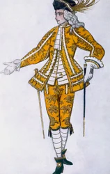 Kostümentwurf für den Pagen der Fee Canary, aus Dornröschen, 1921
